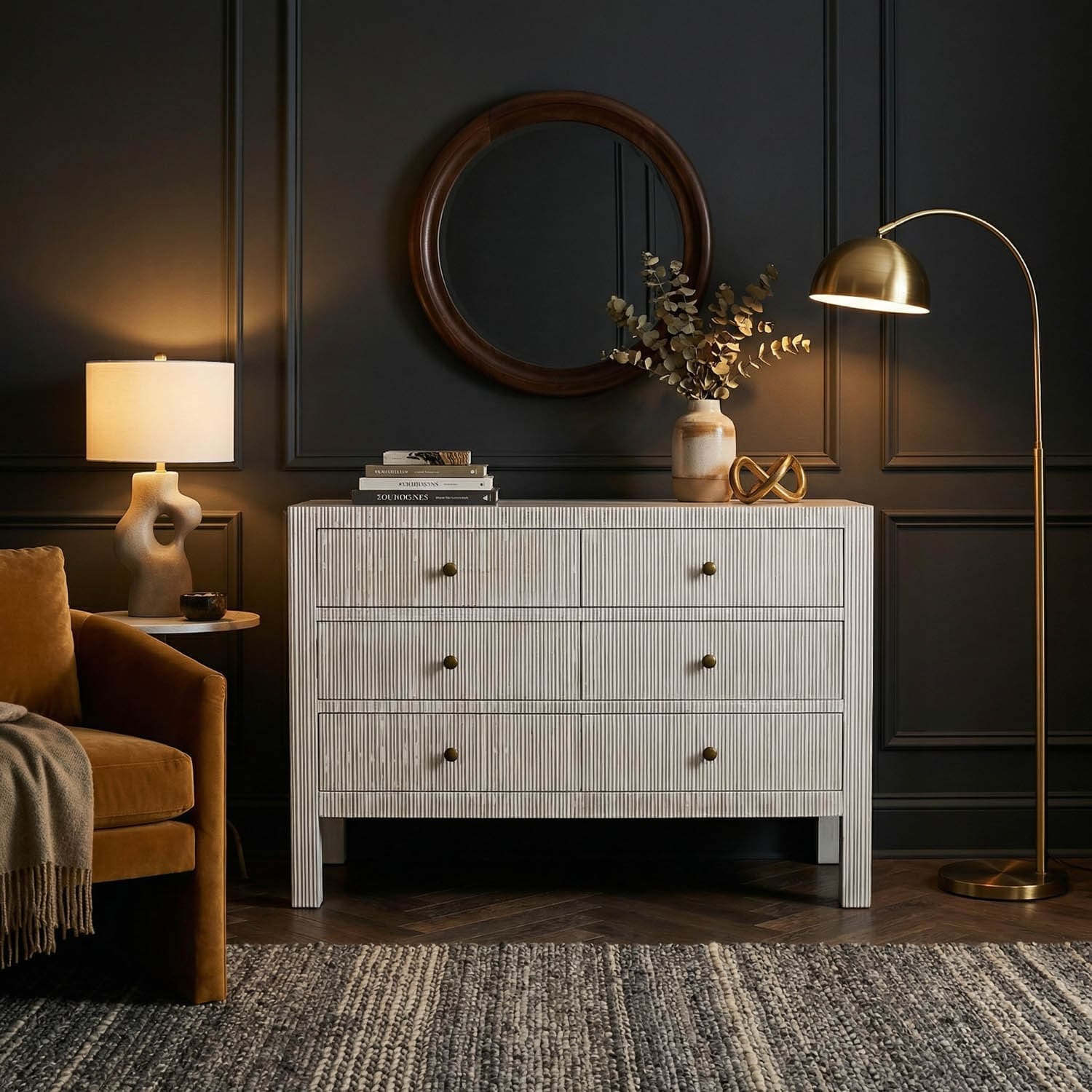 Conrad 6 Drawer Dresser, White Wash
