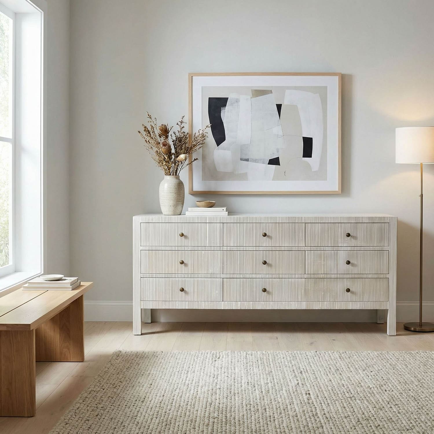 Conrad 9 Drawer Dresser, White Wash