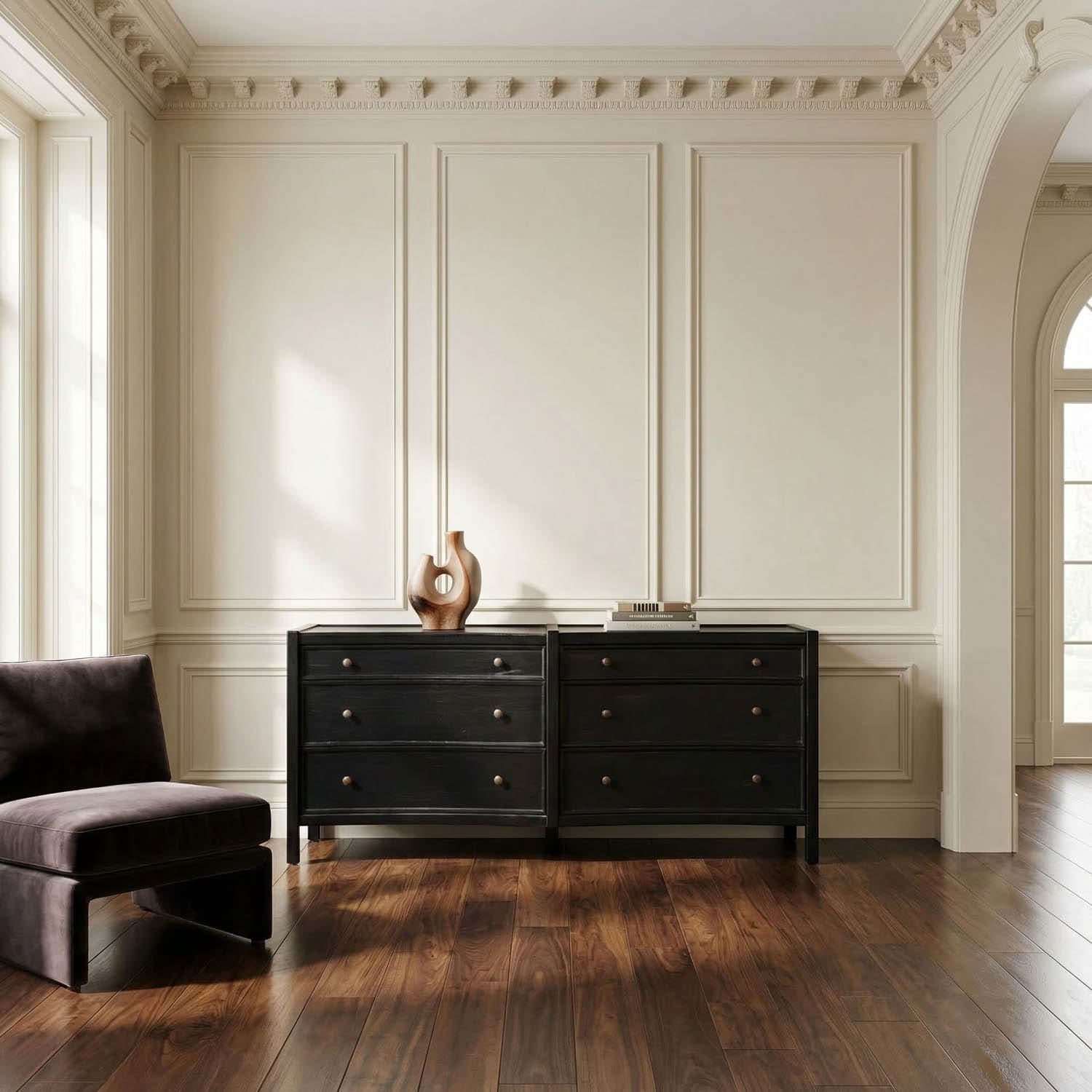 Hampton 6 Drawer Dresser, Hand Rubbed Black