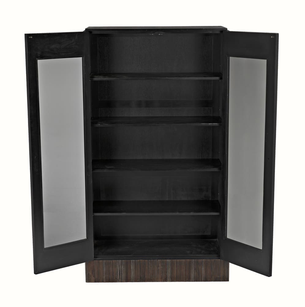 Noho Hutch, Hand Rubbed Black with Light Brown Trim
