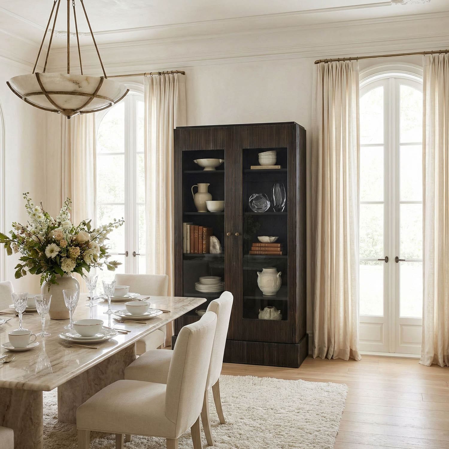 Noho Hutch, Hand Rubbed Black with Light Brown Trim