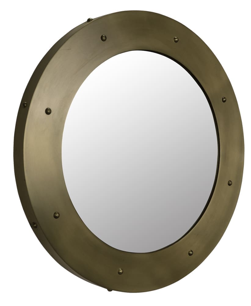 Clay Mirror, Large, Metal with Brass Finish