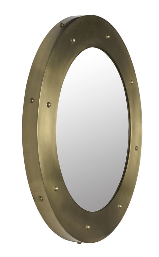 Clay Mirror, Large, Metal with Brass Finish