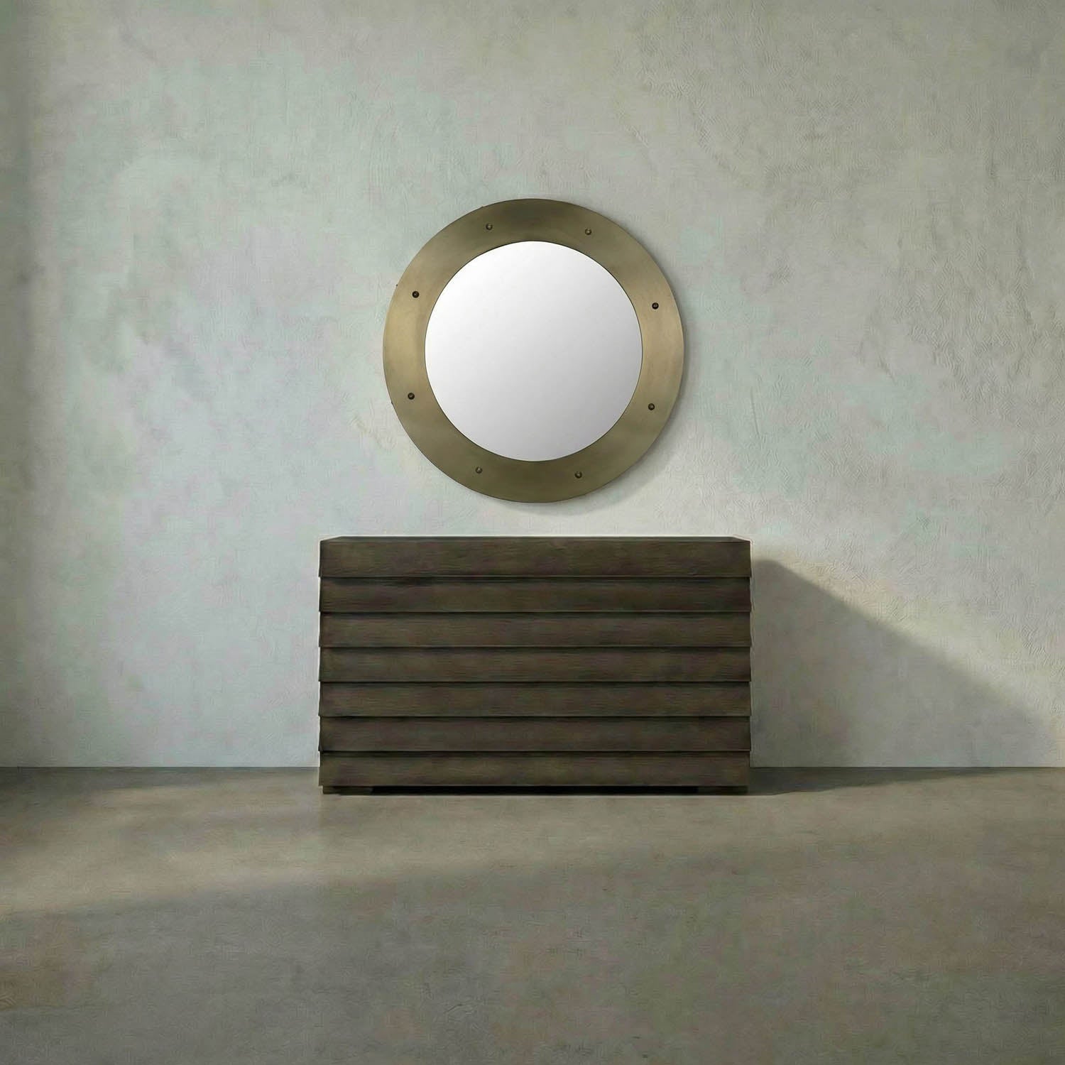 Clay Mirror, Large, Metal with Brass Finish by Noir