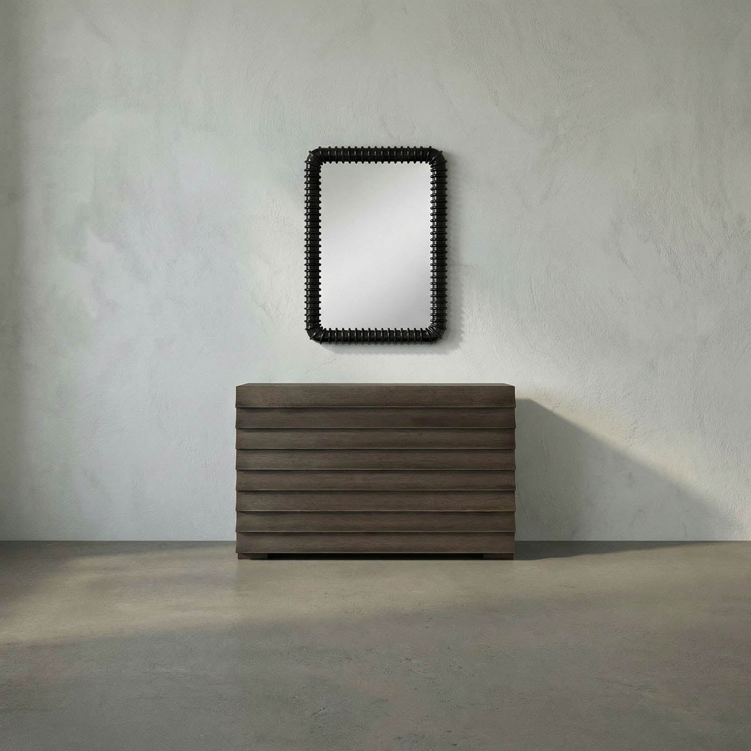 Toshi Mirror, Hand Rubbed Black by Noir
