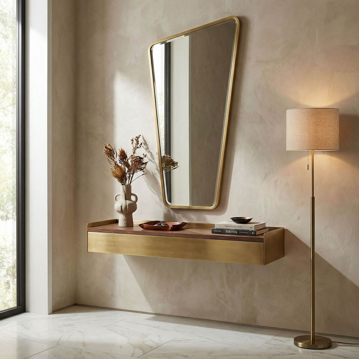 Juliet Mirror, Iron with Brass Finish