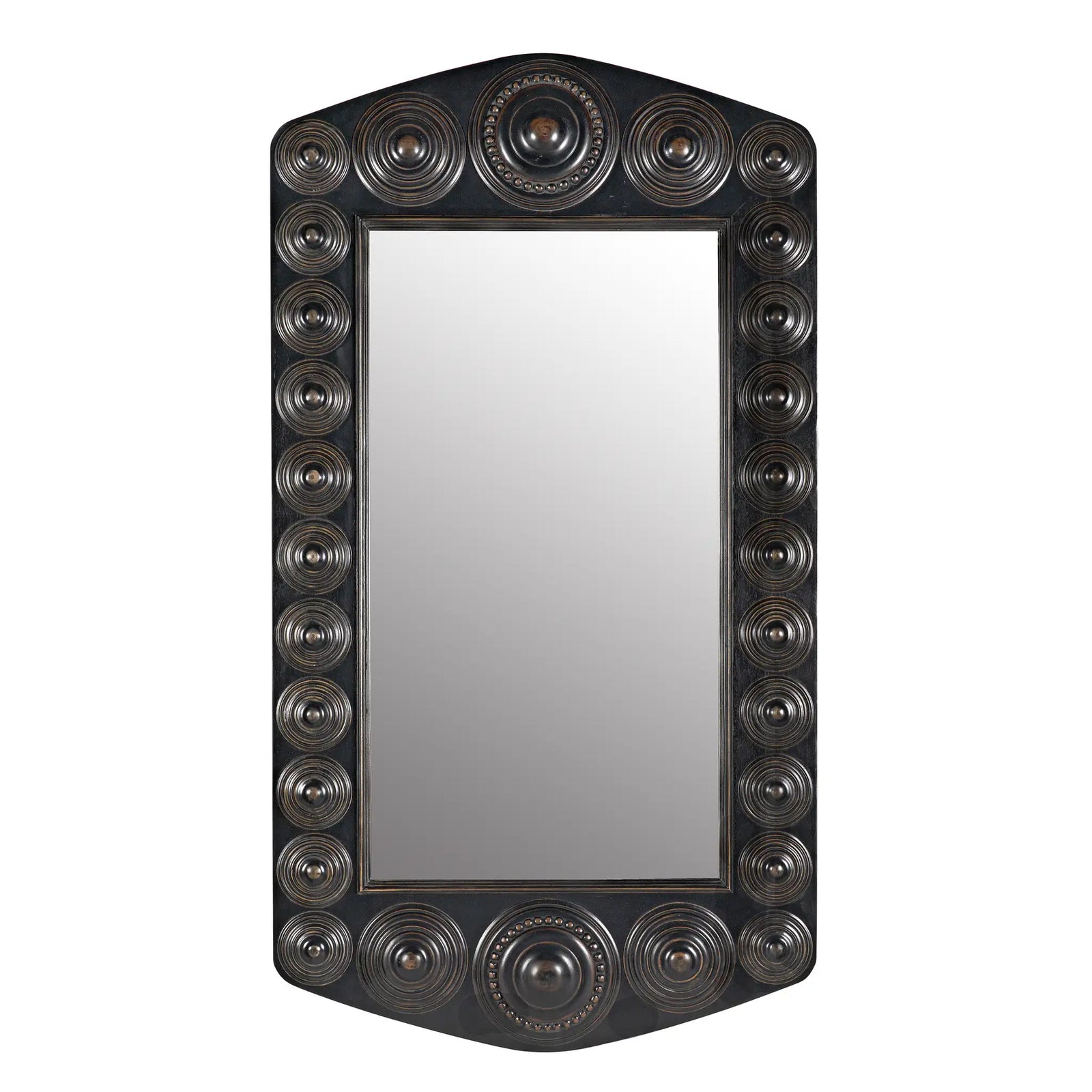 Nanna Mirror, Hand Rubbed Black with Light Brown Trim