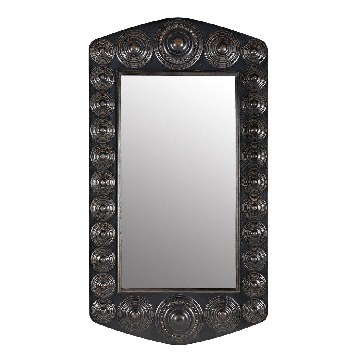 Nanna Mirror, Hand Rubbed Black with Light Brown Trim