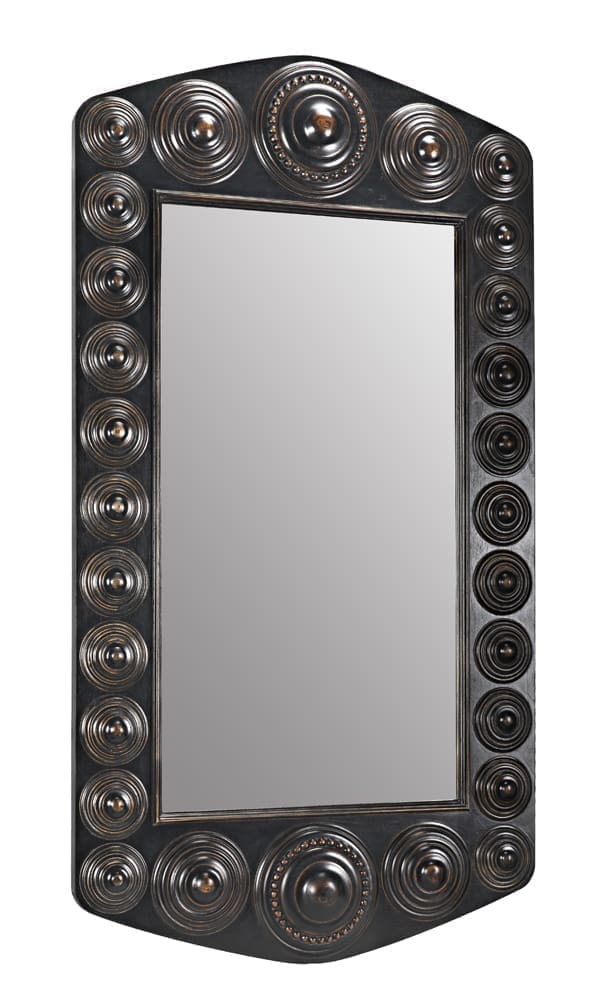 Nanna Mirror, Hand Rubbed Black with Light Brown Trim
