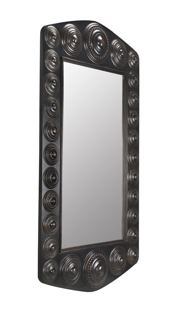 Nanna Mirror, Hand Rubbed Black with Light Brown Trim