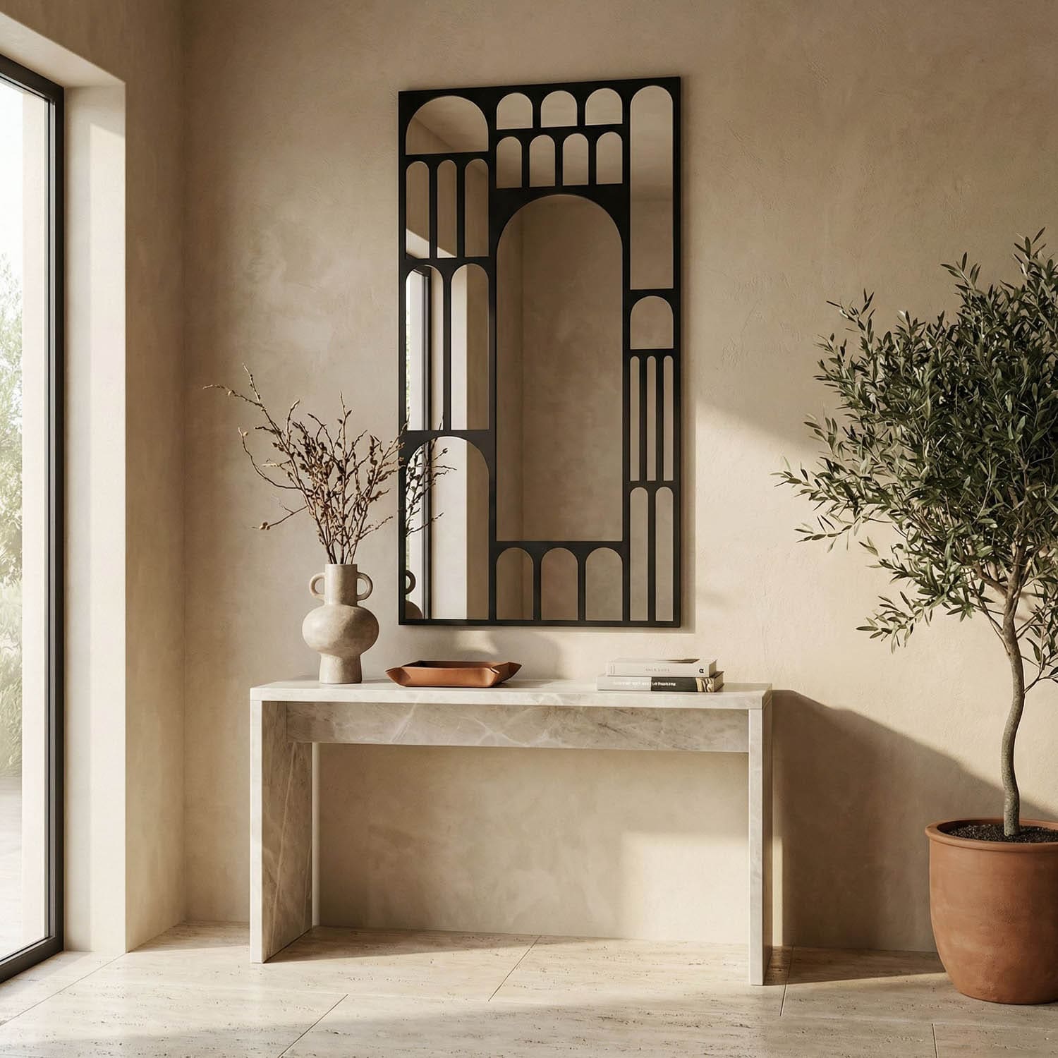 Doorway Mirror, Black Steel