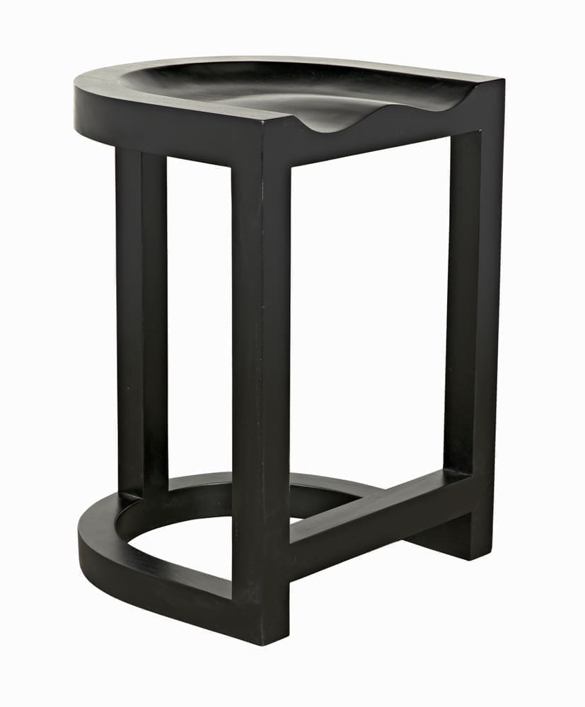 Saddle Counter Stool, Hand Rubbed Black