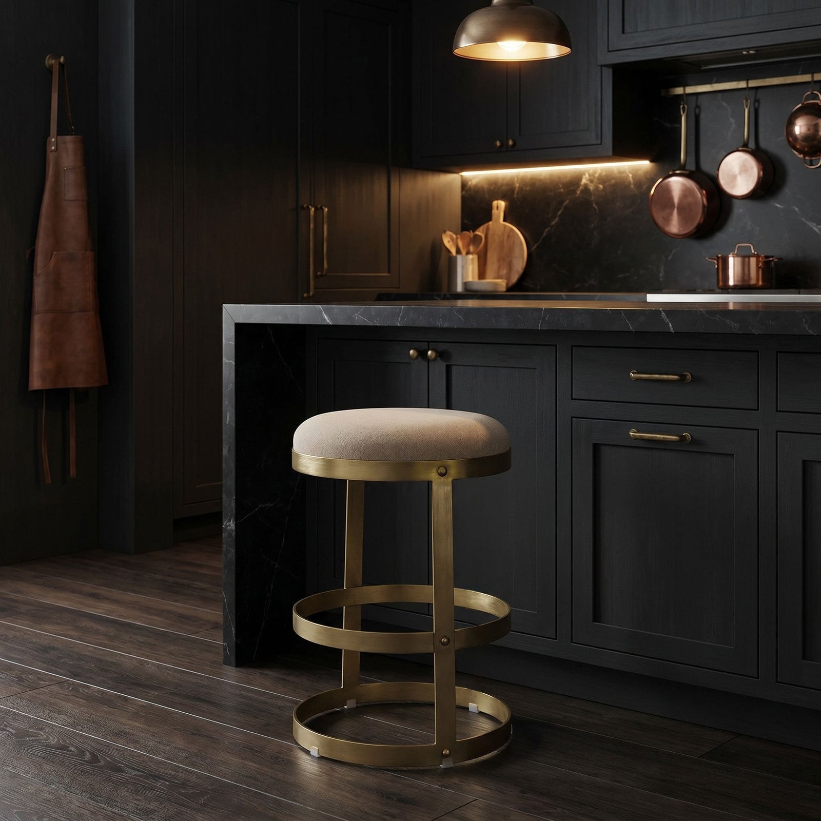 Dior Counter Stool, Metal with Brass Finish