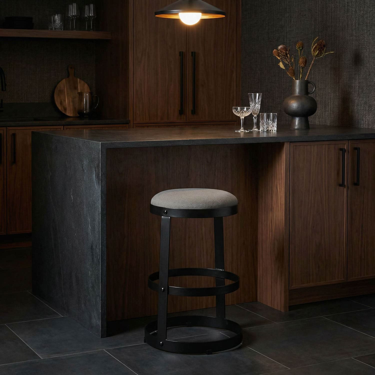 Dior Counter Stool, Black Iron