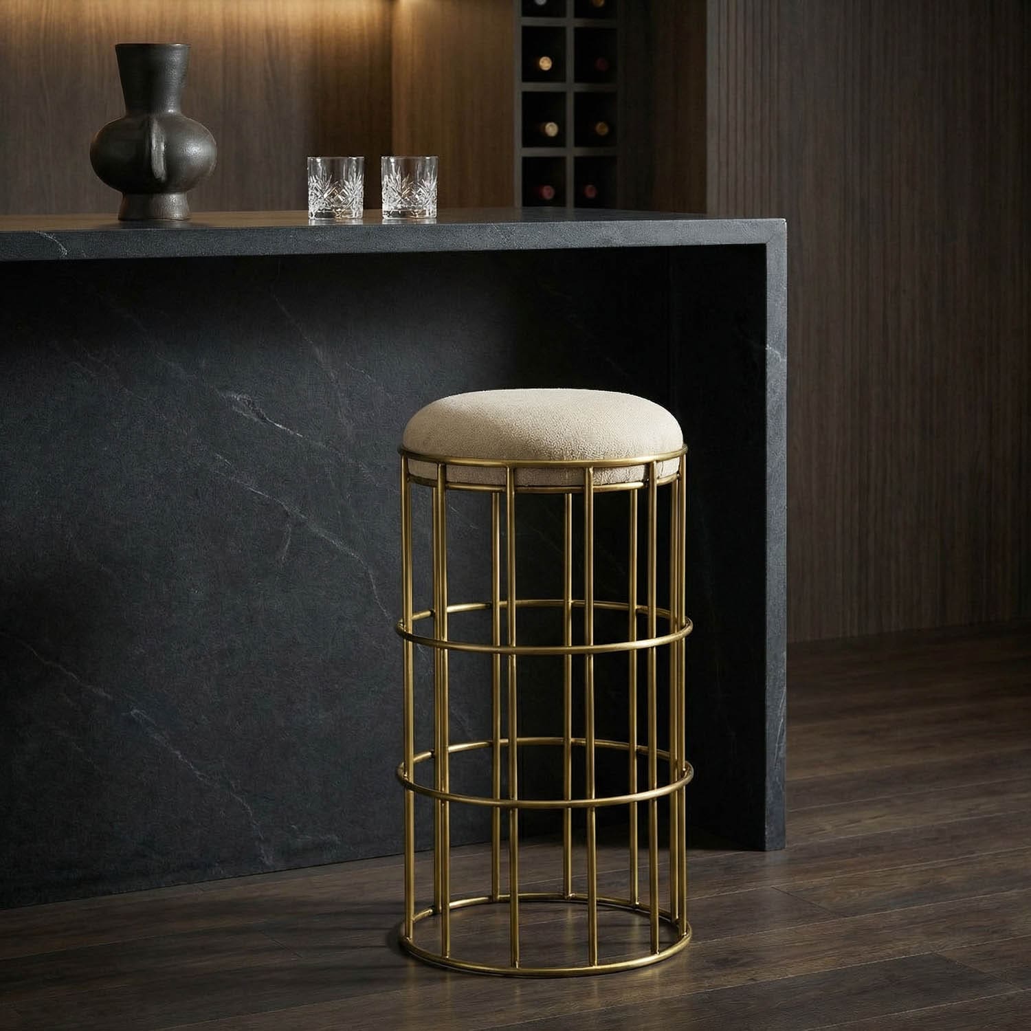 Ryley Counter Stool, Iron with Brass Finish