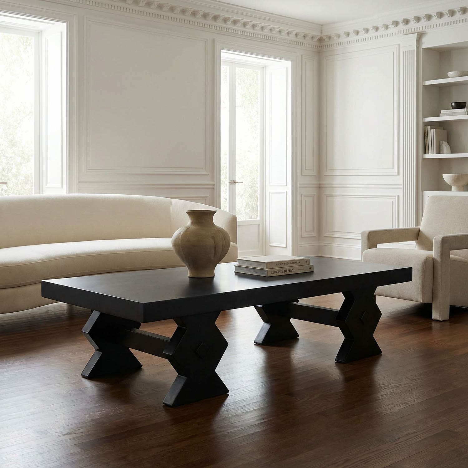 Suzu Coffee Table, Hand Rubbed Black