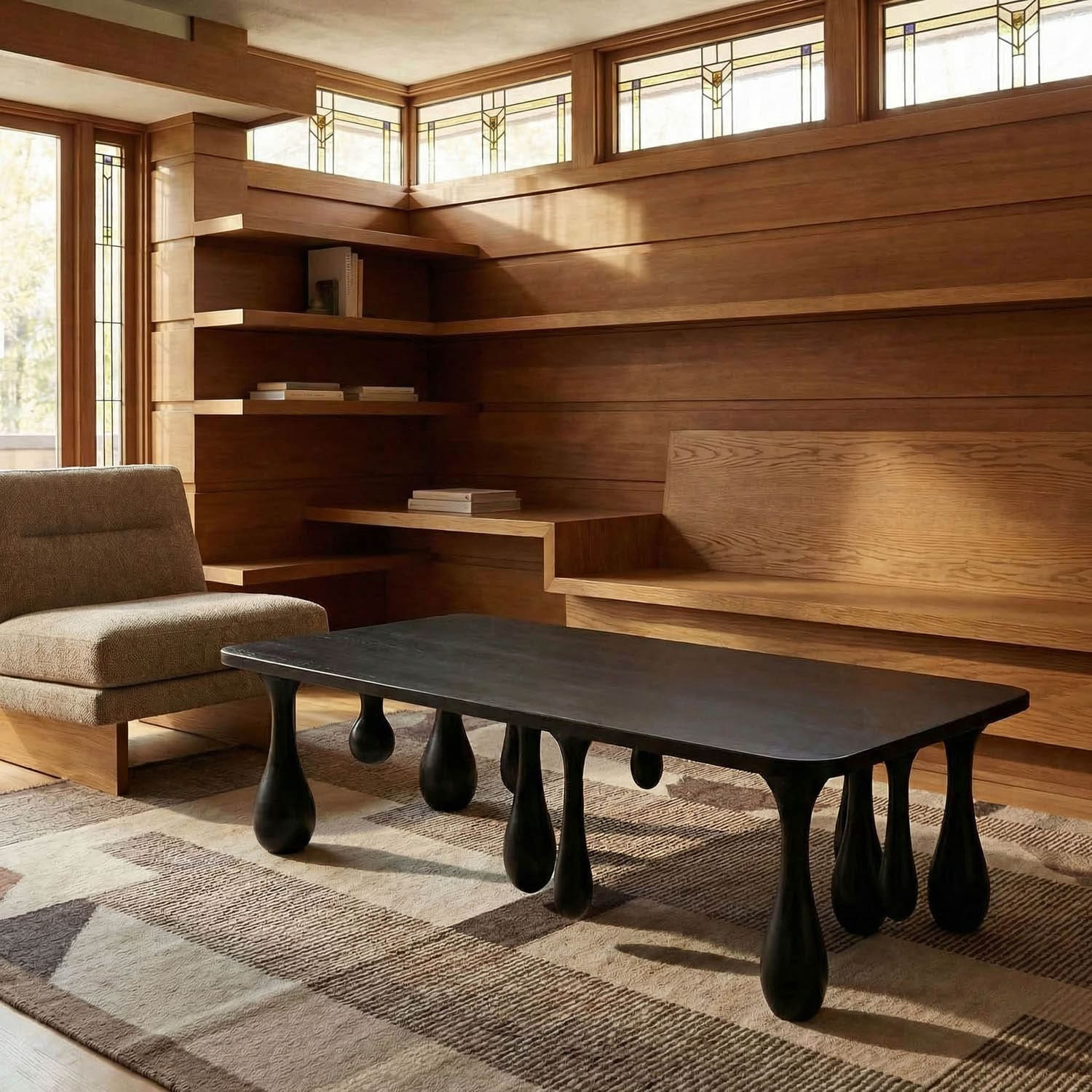 Drop Coffee Table, Hand Rubbed Black