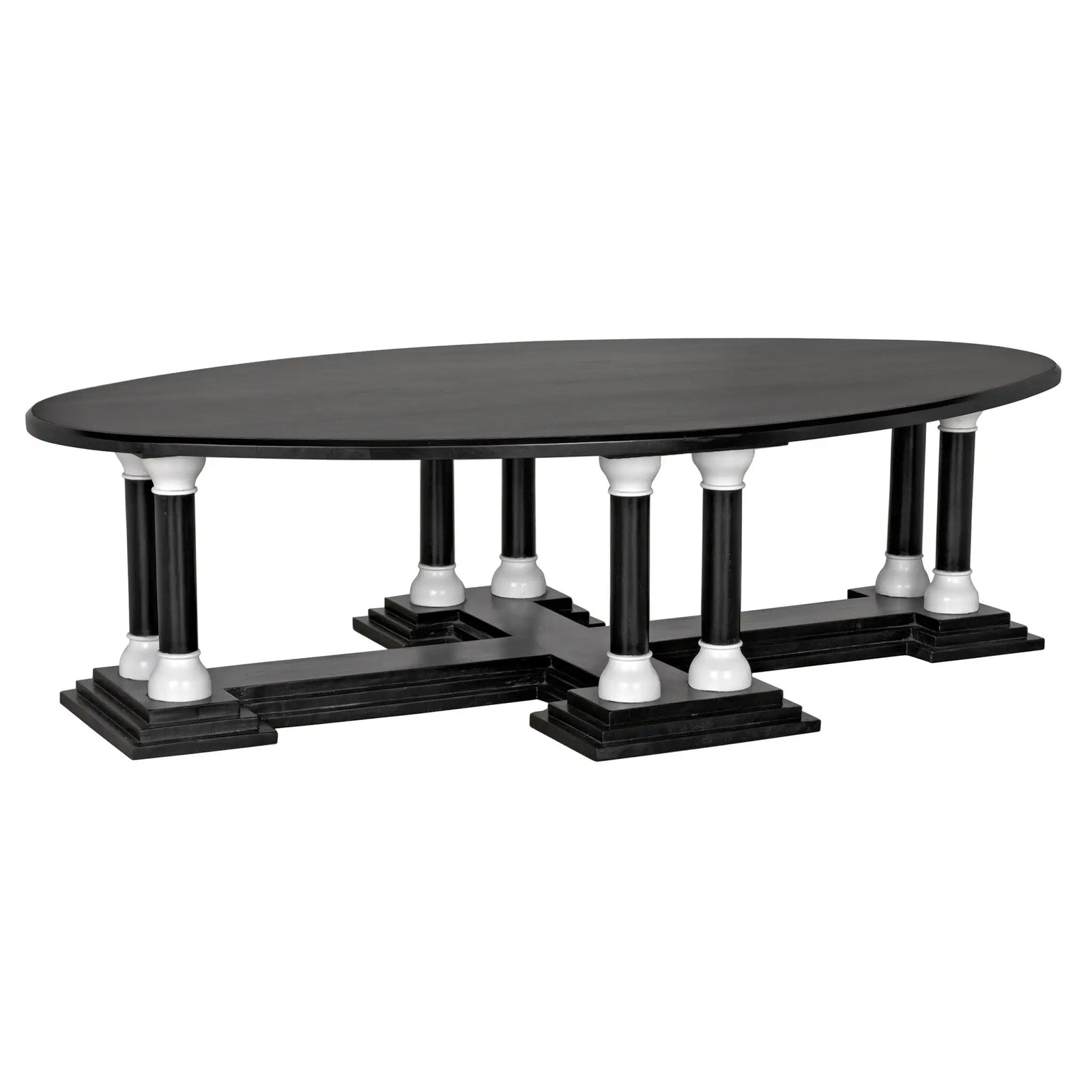 Desoto Coffee Table, Hand Rubbed Black and Solid White