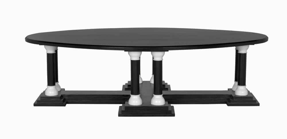 Desoto Coffee Table, Hand Rubbed Black and Solid White