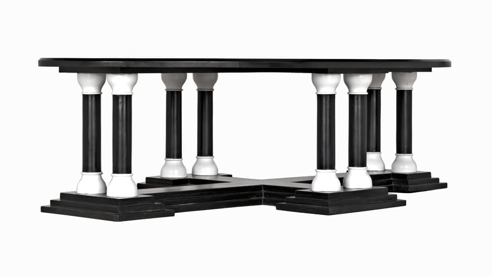 Desoto Coffee Table, Hand Rubbed Black and Solid White