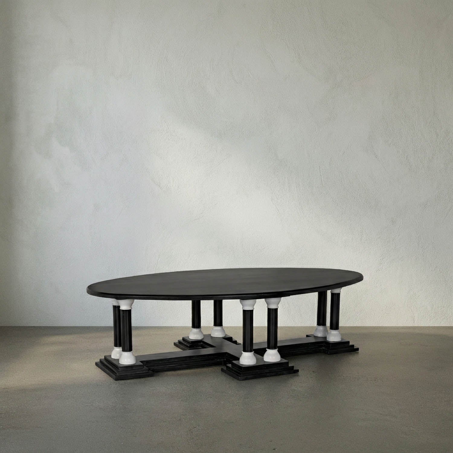 Desoto Coffee Table, Hand Rubbed Black and Solid White by Noir