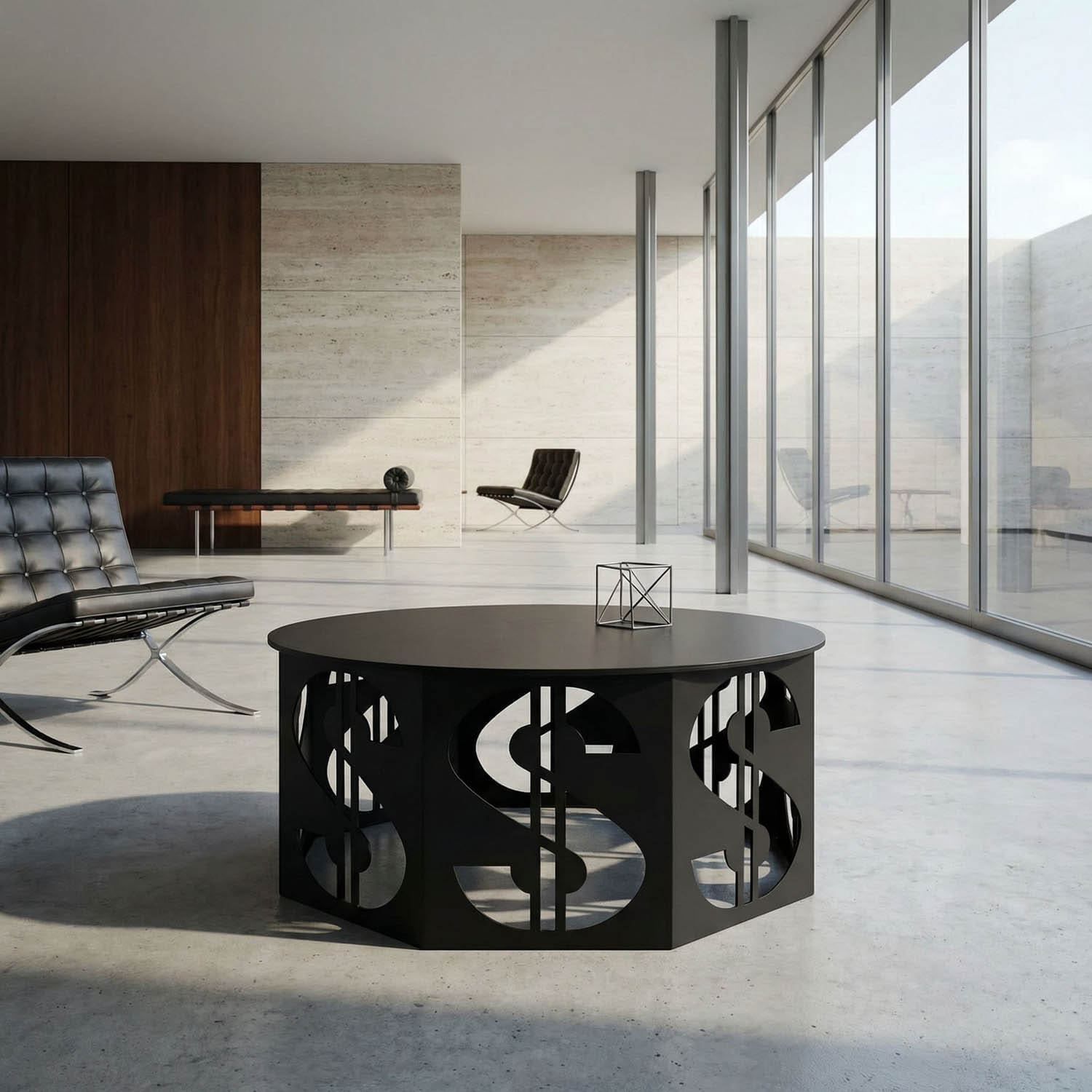 Dollar Coffee Table, Black Iron