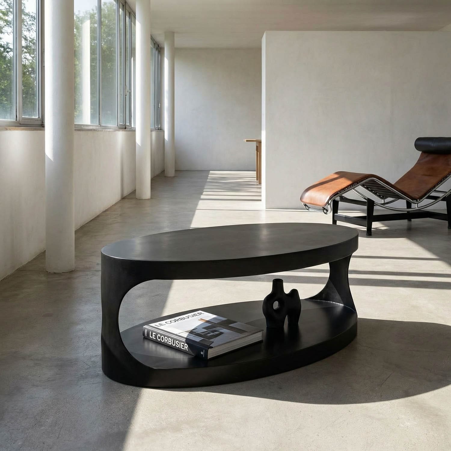 Eclipse Oval Coffee Table, Black Iron