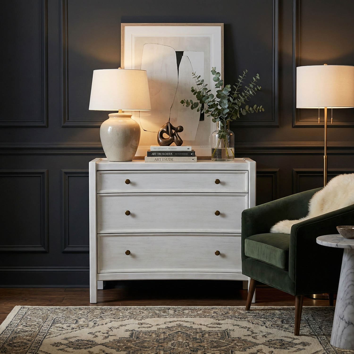 Hampton Side Table, White Wash