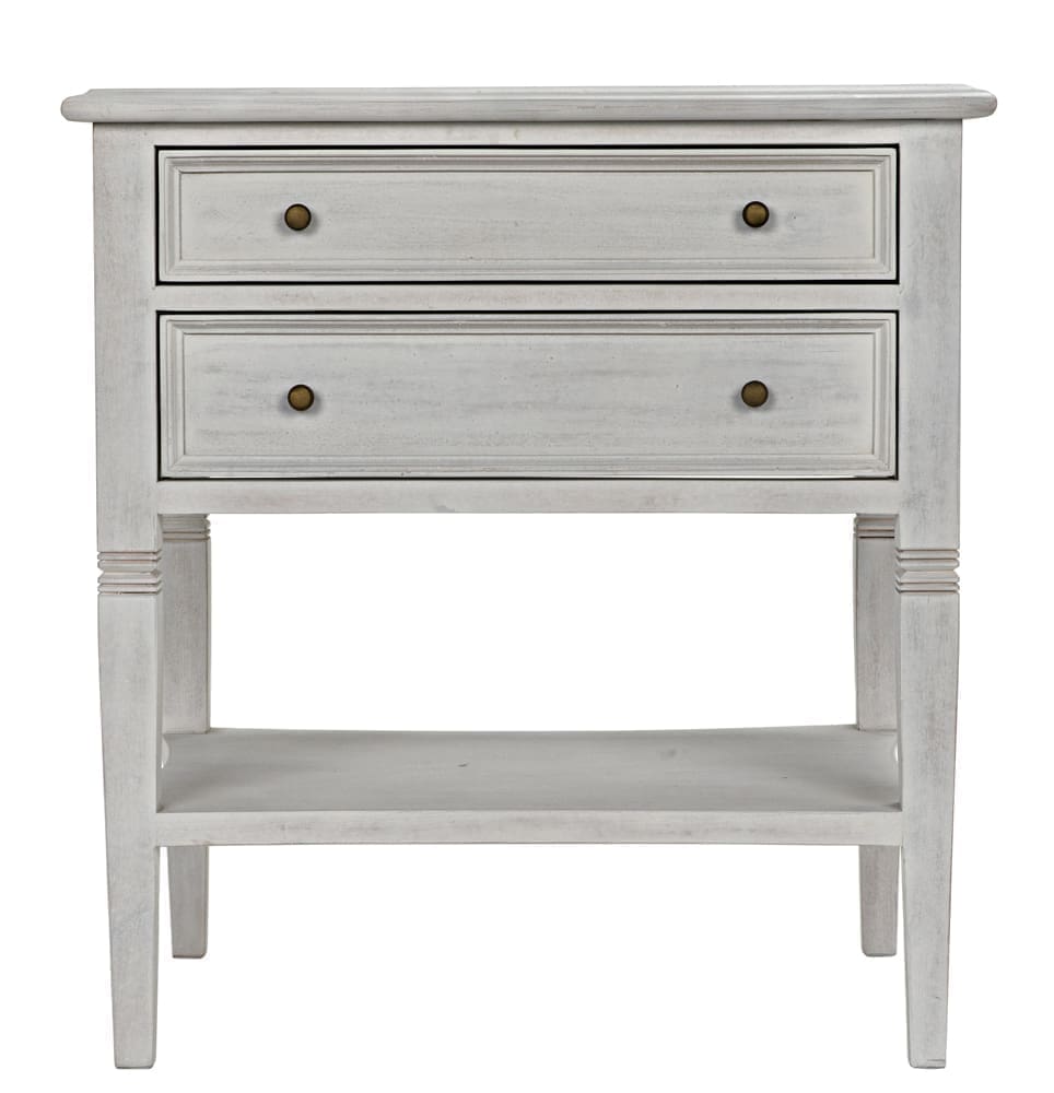 Oxford 2-Drawer Side Table, White Wash