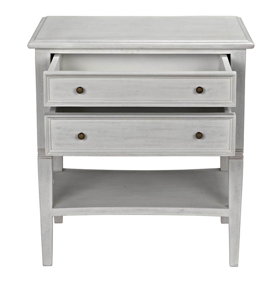 Oxford 2-Drawer Side Table, White Wash