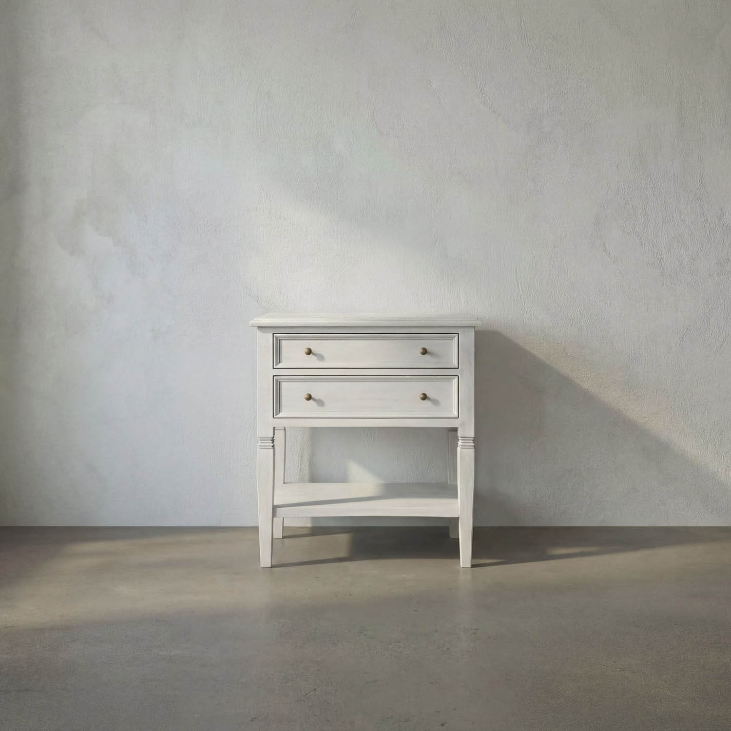 Oxford 2-Drawer Side Table, White Wash