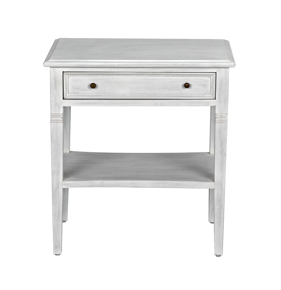 Oxford 1-Drawer Side Table, White Wash
