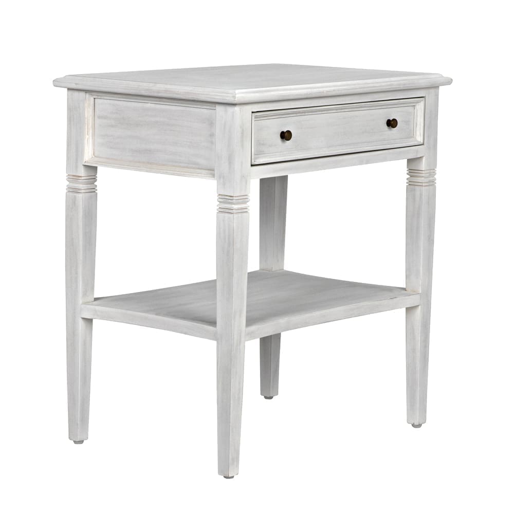 Oxford 1-Drawer Side Table, White Wash