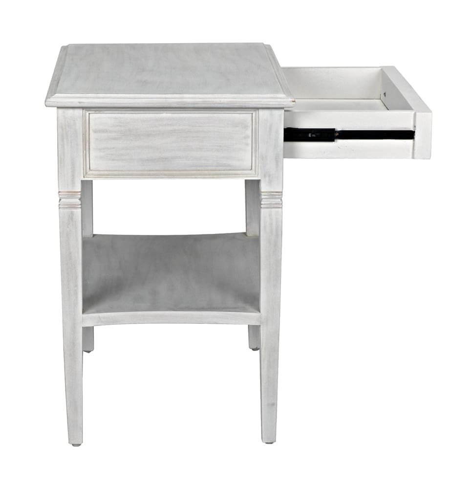 Oxford 1-Drawer Side Table, White Wash