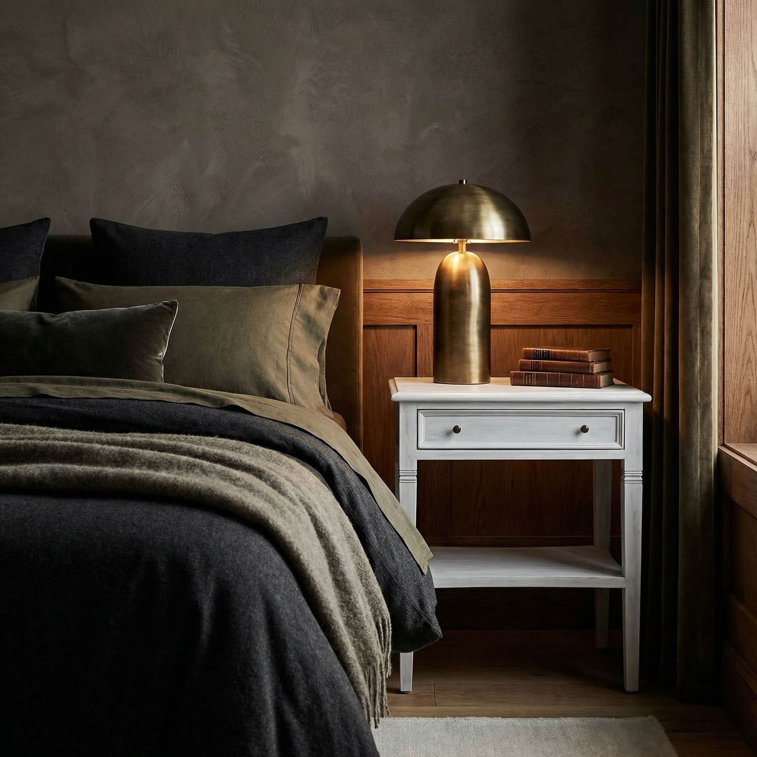 Oxford 1-Drawer Side Table, White Wash
