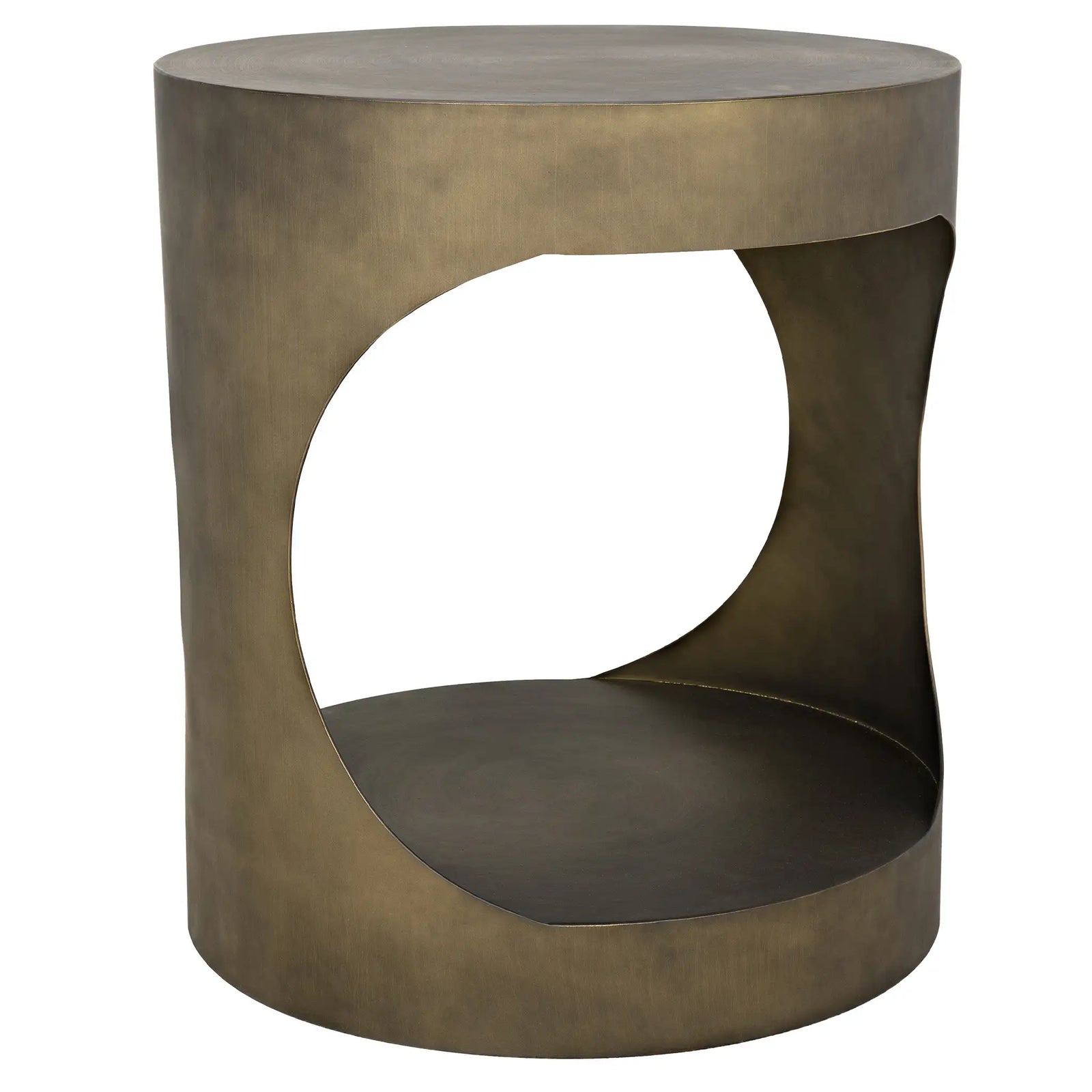 Eclipse Round Side Table, Metal with Aged Brass Finish