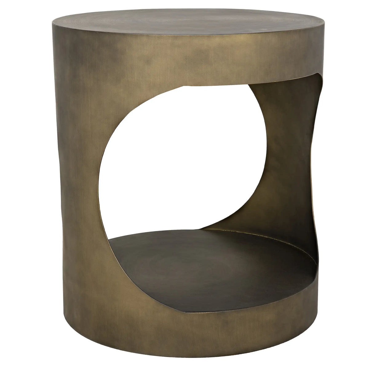 Eclipse Round Side Table, Metal with Aged Brass Finish