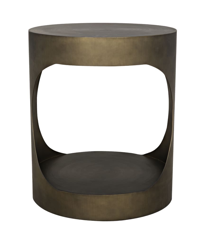 Eclipse Round Side Table, Metal with Aged Brass Finish