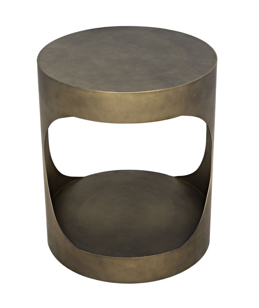 Eclipse Round Side Table, Metal with Aged Brass Finish