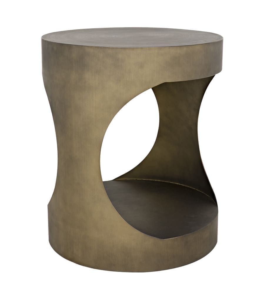 Eclipse Round Side Table, Metal with Aged Brass Finish
