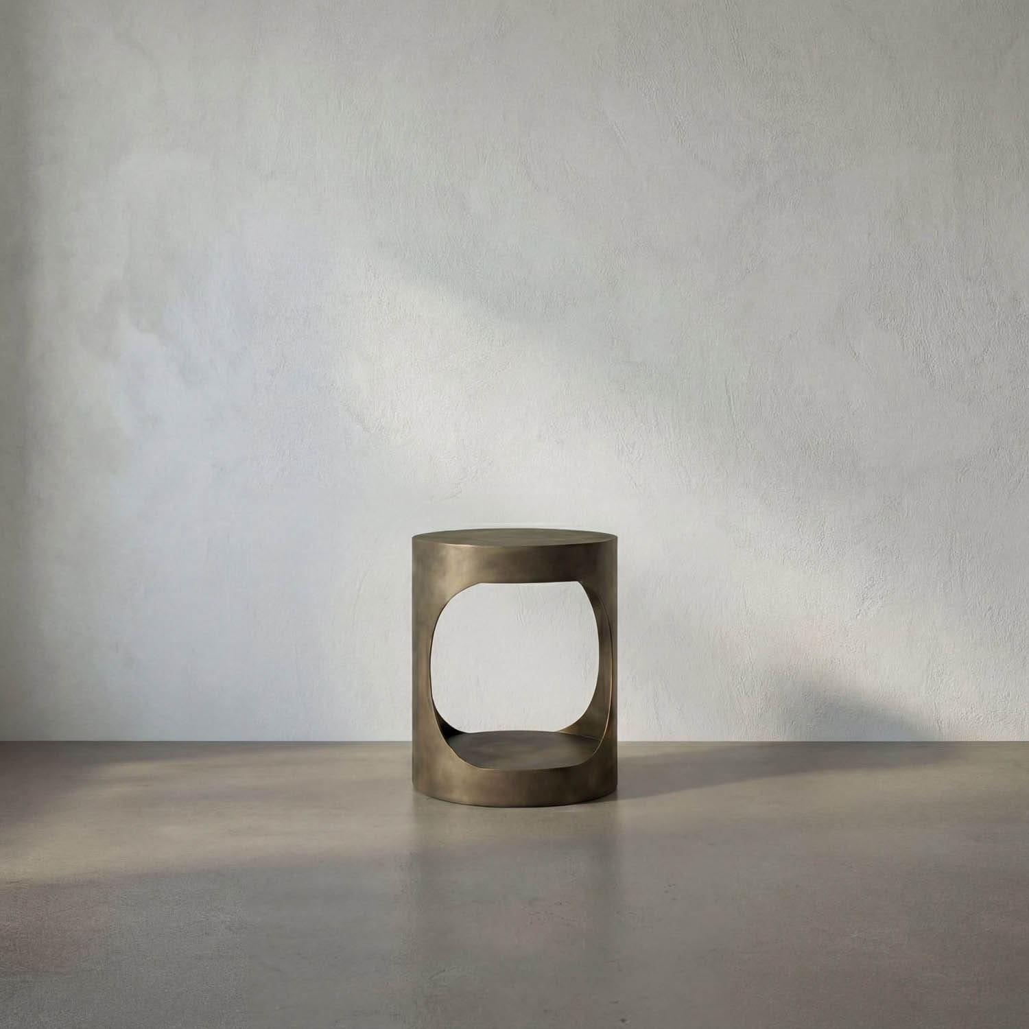 Eclipse Round Side Table, Metal with Aged Brass Finish