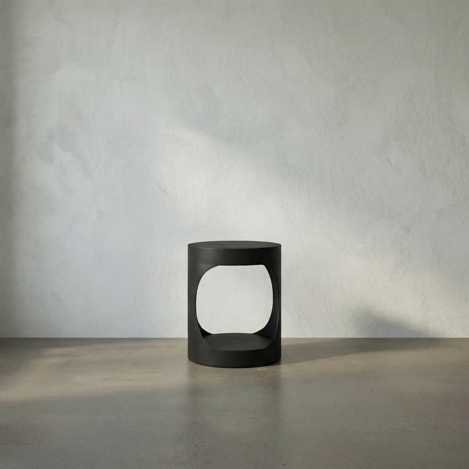 Eclipse Round Side Table, Black Iron by Noir