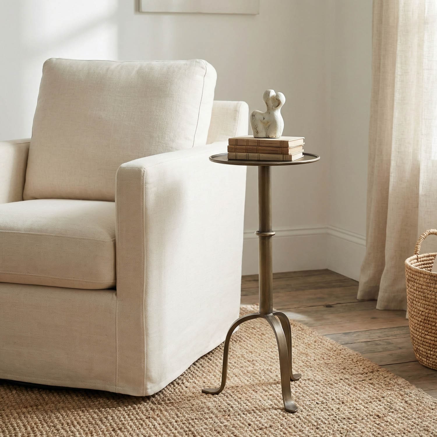 Tini Side Table, Metal with Aged Brass Finish