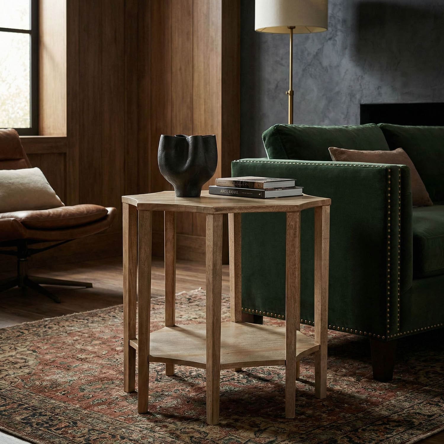 Ariana Side Table, Washed Walnut