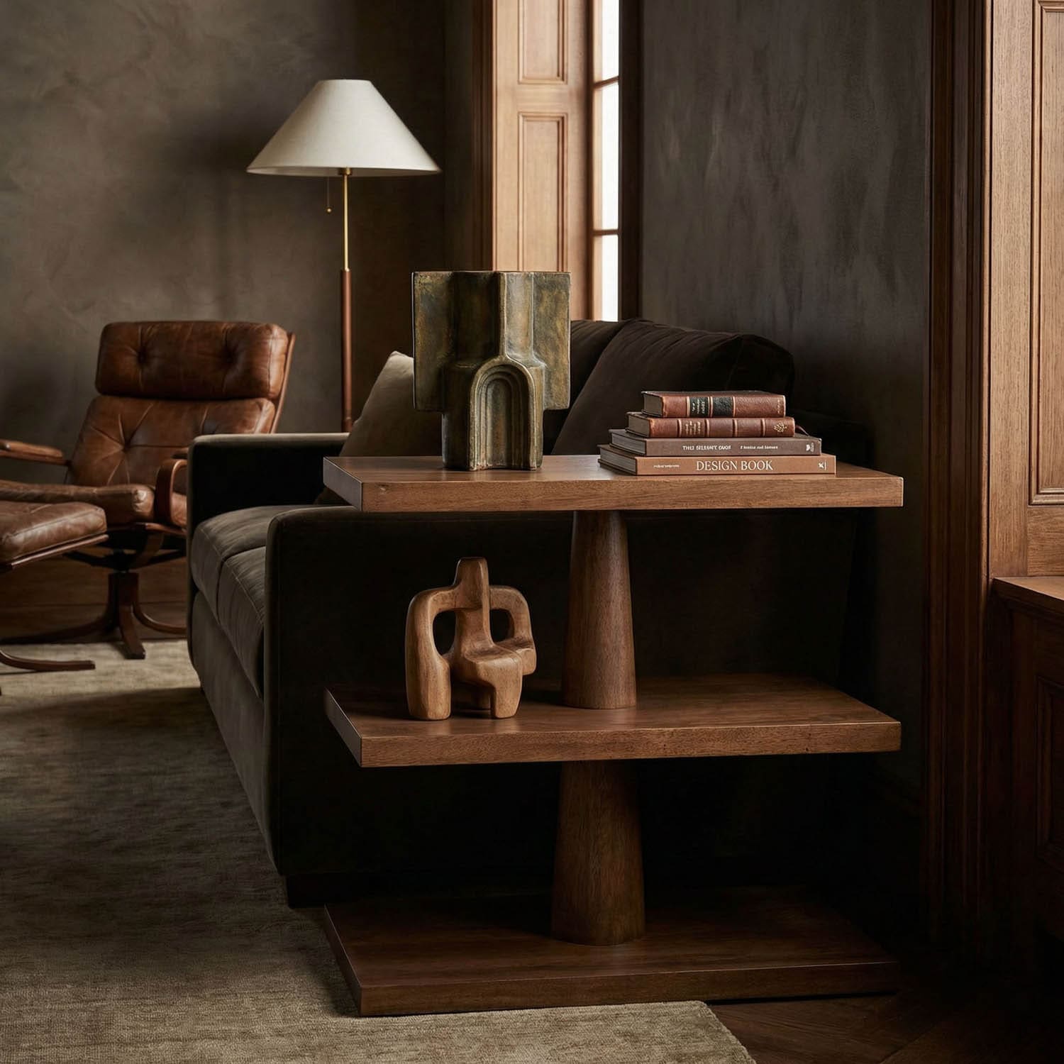 Fatima Side Table, Dark Walnut