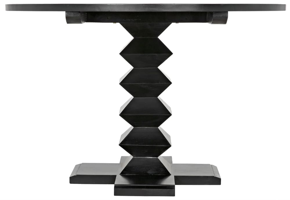Zig-Zag Dining Table, 48″ Diameter, Hand Rubbed Black