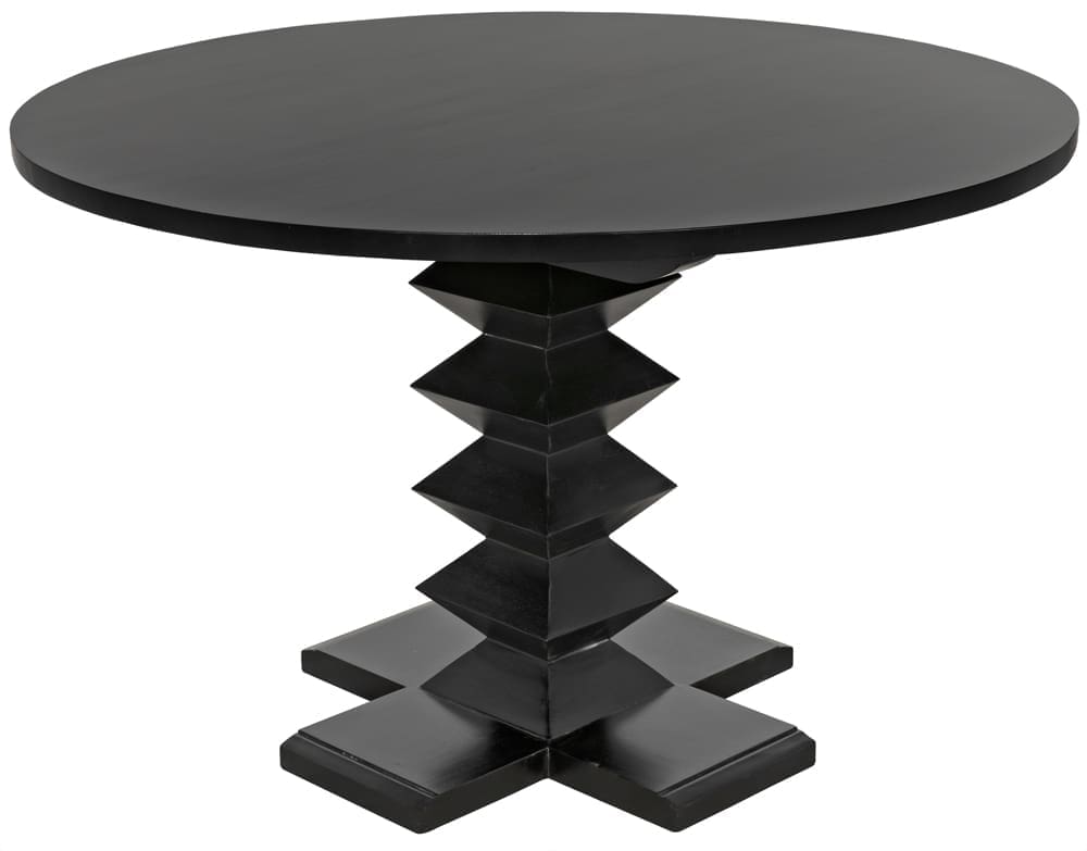 Zig-Zag Dining Table, 48″ Diameter, Hand Rubbed Black