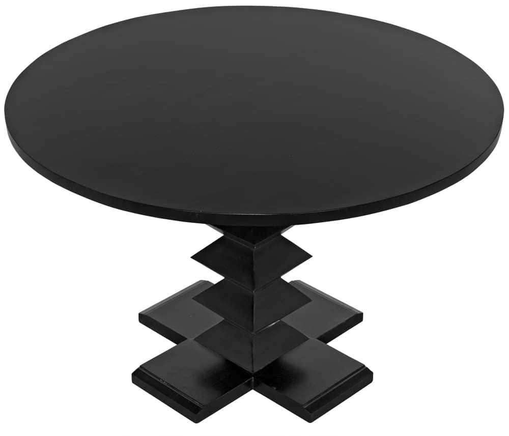 Zig-Zag Dining Table, 48″ Diameter, Hand Rubbed Black