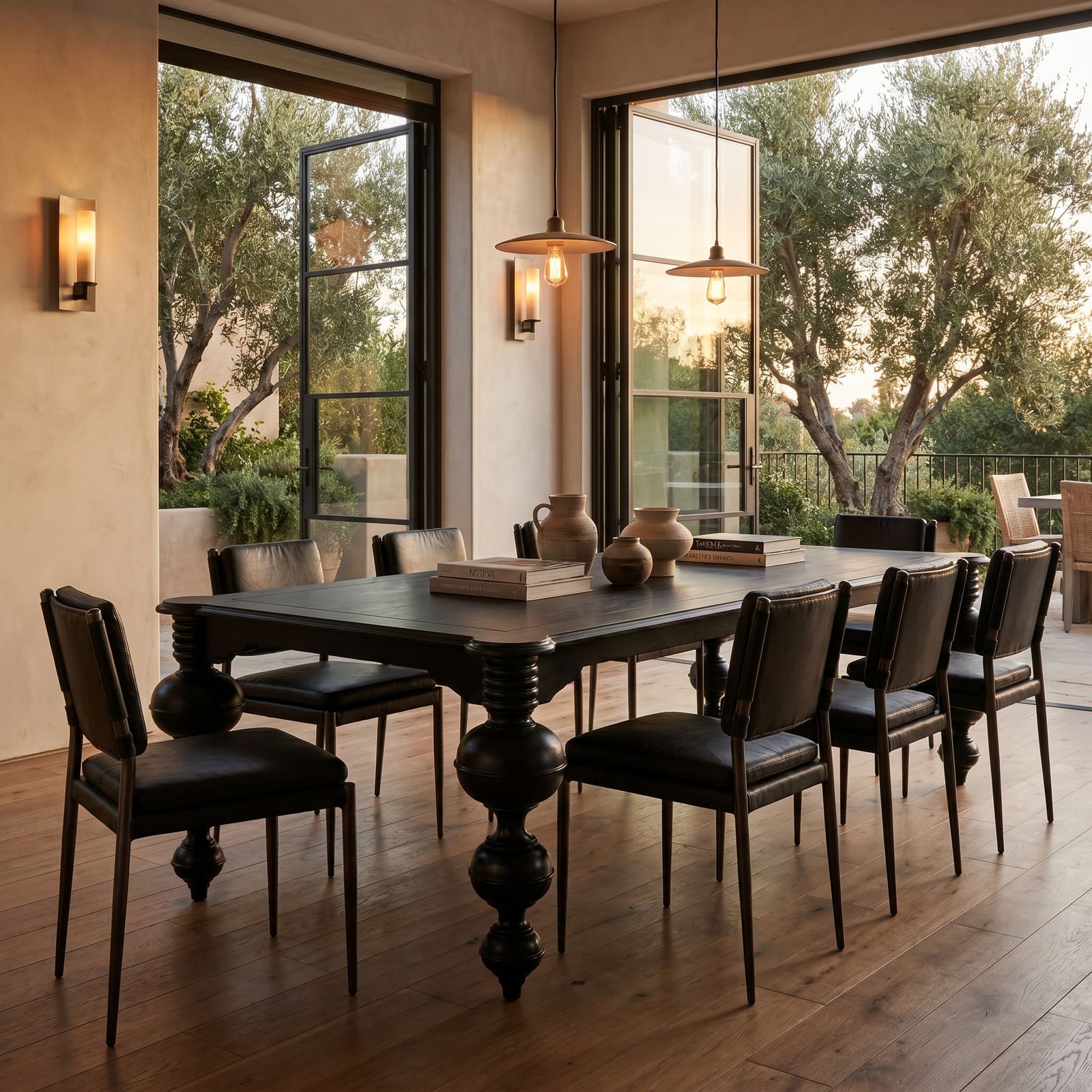 Claudio Dining Table, Hand Rubbed Black
