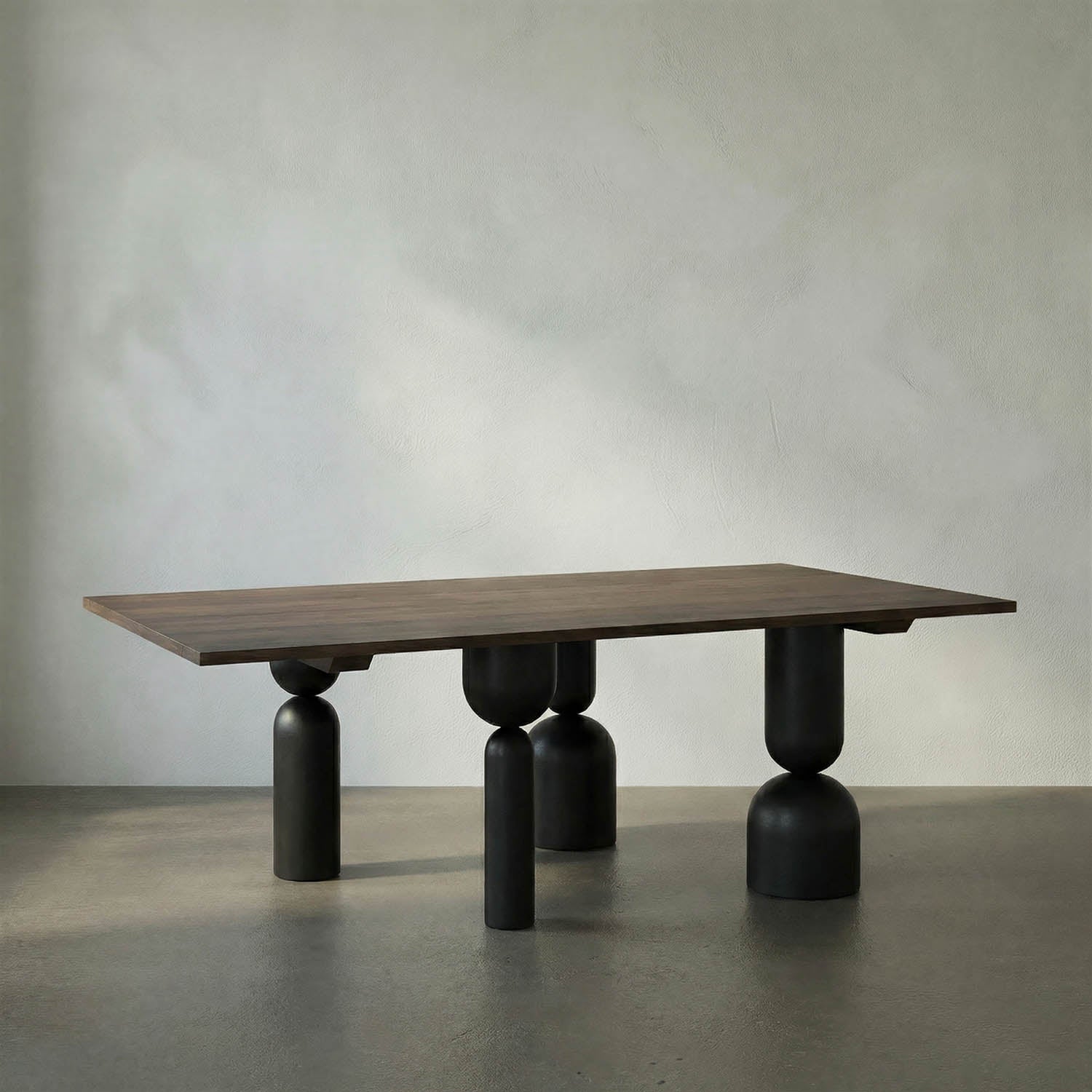 LEANDRA DINING TABLE WITH WALNUT TOP by Noir